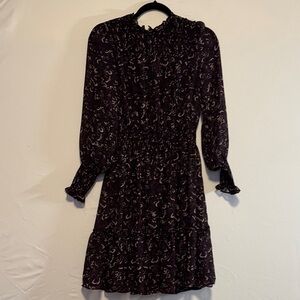 Taylor Black and Purple Long Sleeve Dress